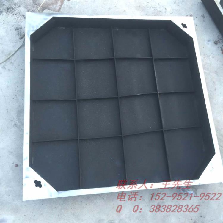 Square upper frame stainless steel+iron base manhole cover